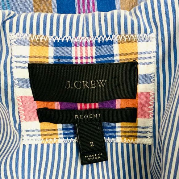 J Crew Women Size 2 Regent Blazer Pastel Plaid Ruffle Lined One Button Preppy - Picture 15 of 15